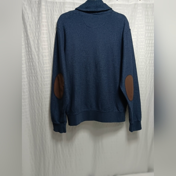 Cremieux Men's Collared Cardigan  Faux Leather elbow pads .size L - Picture 3 of 9